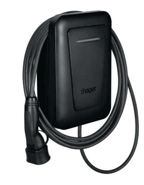 Hager Witty Pro laadpaal 22kW type 2 MID met kabel 6,5m - zwart (XVL122CLM)