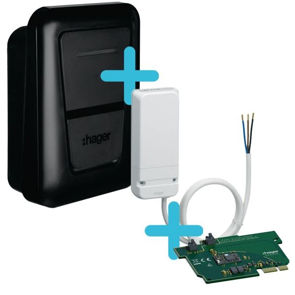 Hager loadbalancing bundel - Witty One laadpaal 11kW type 2 socket - zwart
