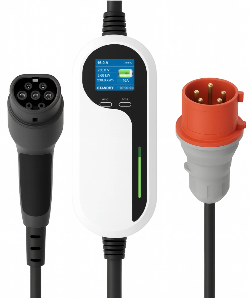Loady mobiele laadpaal 22kW CEE 32A 3-fase naar type 2 kabel 10 meter (CX-PC-CEE-T2-3P-32A-10M)